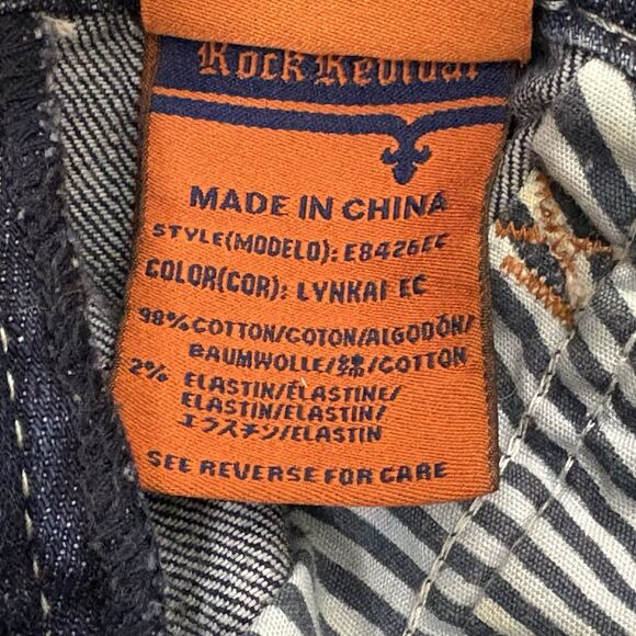 WOMENS Rock Revival LYNKAI Crystal Rhinestone Stitched Easy Crop Jeans 32 Y2K - Picture 16 of 16